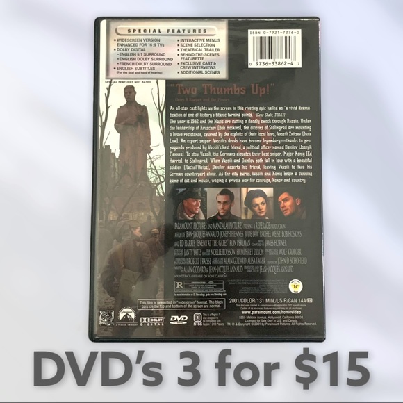 📀 Enemy at the Gates DVD movie 📀 - Picture 3 of 3